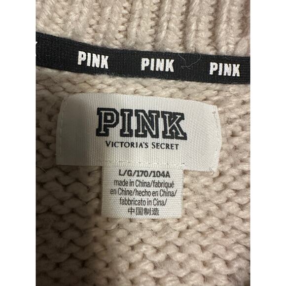 PINK Victoria's Secret Crewneck Pullover Sweater Women's Size Large Beige Warm - Picture 4 of 8
